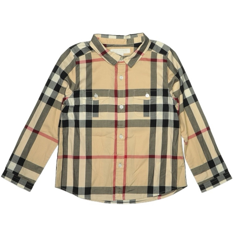 🔥🆕BURBERRY Check Cotton Boy’s Long-sleeve Shirt Size 3Y NWOT❣️